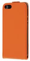 Apple iPhone SE/ iPhone 5 / iPod Touch - Slim Genuine Leather Flip Case - Orange