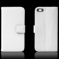 Apple iPhone SE/ iPhone 5 / iPod Touch - Slim Genuine Leather Wallet Case - White
