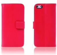 Apple iPhone SE/ iPhone 5 / iPod Touch - Slim Genuine Leather Wallet Case - Red