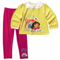 Girl's Spring/Autumn Pyjamas - Dora Rainbow Magic Knit Pyjamas (Dora the Explorer Pyjamas) - Size 4 - Yellow/Pink - Limited Stock