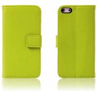 Apple iPhone SE/ iPhone 5 / iPod Touch - Slim Genuine Leather Wallet Case - Green