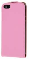 Apple iPhone SE/ iPhone 5 / iPod Touch - Slim Genuine Leather Flip Case - Light Pink