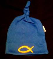 Christian Fish Blue Organic Cotton Hat (0-12 mths)
