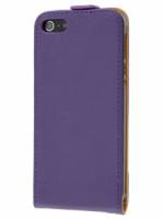 Apple iPhone SE/ iPhone 5 / iPod Touch - Slim Genuine Leather Flip Case - Purple