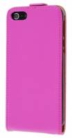 Apple iPhone SE/ iPhone 5 / iPod Touch - Slim Genuine Leather Flip Case - Pink
