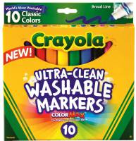 Crayola Ultra-Clean Broadline Markers - 10 Classic Colours
