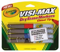 Crayola Visi-Max Whiteboard Markers Chisel Tip (Crayola Dry Erase Markers) - 4 pack in 4 Colours