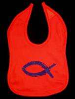 Christian Fish Red Organic Cotton Bib