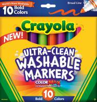 Crayola Ultra-Clean Broadline Markers - 10 Bold Colours