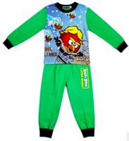 Boy's 100% Cotton Spring/Autumn Pyjamas - Green Angry Birds Star Wars Pyjamas - Size 10 - Green/Black - Limited Stock