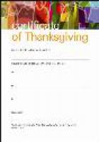 Thanksgiving Certificate