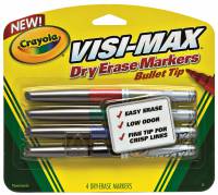Crayola Visi-Max Whiteboard Markers Bullet Tip (Crayola Dry Erase Markers) - 4 pack in 4 Colours