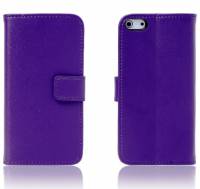 Apple iPhone SE/ iPhone 5 / iPod Touch - Slim Genuine Leather Wallet Case - Purple
