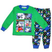 Boy's 100% Cotton Spring/Autumn Pyjamas - Disney Pyjamas - Mickey Mouse Pyjamas - Size 4 - Green/Blue - Limited Stock