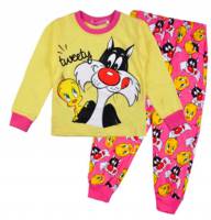 Girl's 100% Cotton Spring/Autumn Pyjamas - Tweety Pyjamas (Tweety and Silvester Pyjamas) - Size 3 - Yellow/Pink - Sold Out