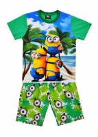 Boy's 100% Cotton Summer Pyjamas - Minions Pyjamas - Size 2 - Green - Limited Stock