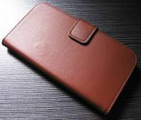 Samsung Galaxy S4 (Galaxy SIV) Slim Genuine Leather Wallet Case - Brown