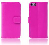 Apple iPhone SE/ iPhone 5 / iPod Touch - Slim Genuine Leather Wallet Case - Pink