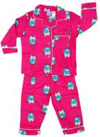 Girl's Flannelette Pyjamas (100% Cotton) - Pink Giggle and Hoot Pyjamas - Size 5 - Pink - Limited Stock