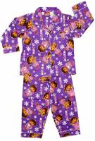 Girl's Flannelette Pyjamas (100% Cotton) - Purple Dora the Explorer (Winter Dora) Pyjamas - Size 2 - Purple - Limited Stock