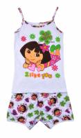 Girl's 100% Cotton Summer Pyjamas - Dora Pyjamas - Size 12 - White - Limited Stock