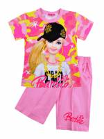 Girl's 100% Cotton Summer Pyjamas - Barbie Pyjamas - Size 3 - Pink - Limited Stock
