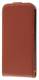 Apple iPhone SE/ iPhone 5 / iPod Touch - Slim Genuine Leather Flip Case - Dark Brown