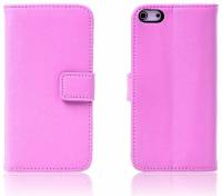 Apple iPhone SE/ iPhone 5 / iPod Touch - Slim Genuine Leather Wallet Case - Light Pink