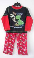 Boy's 100% Cotton Spring/Autumn Pyjamas - George Pig Red & Black Dinosaur Pyjamas (Peppa Pig) - Size 3 - Black/Red - Limited Stock