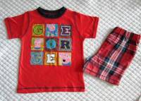 Boy's 100% Cotton Summer Pyjamas - George Pig Pyjamas (Peppa Pig) - Size 4 - Red/Red & Blue Tartan - Limited Stock