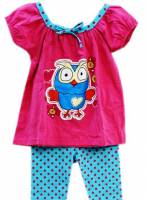Girl's Spring/Autumn Pyjamas - Giggle and Hoot Pyjamas - Hoot Pyjamas - Size 5 - Pink/Blue - Limited Stock