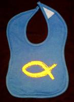Christian Fish Blue Organic Cotton Bib