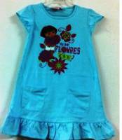 Girl's 100% Cotton Summer Pyjamas - Dora the Explorer Short Sleeve Nightie - Size 4 - Light Blue - Sold Out