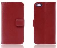 Apple iPhone SE/ iPhone 5 / iPod Touch - Slim Genuine Leather Wallet Case - Dark Brown