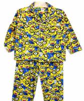 Children's Flannelette Pyjamas (100% Cotton) - Minions Pyjamas - Size 2 - White/Yellow/Blue - Limited Stock