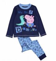 Boy's 100% Cotton Spring/Autumn Pyjamas - George Pig Dinosaur Pyjamas - Size 7 - Blue - Limited Stock