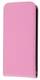 Apple iPhone SE/ iPhone 5 / iPod Touch - Slim Genuine Leather Flip Case - Light Pink