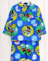 Boy's Flannelette Pyjamas (100% Cotton) - Smurf Pyjamas - Size 4 - Blue - Limited Stock