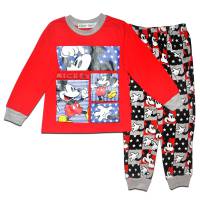 Boy's 100% Cotton Spring/Autumn Pyjamas - Disney Pyjamas - Mickey Mouse Pyjamas - Size 8 - Red/Grey - Limited Stock