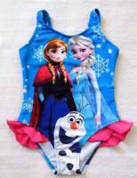 Girl's Swimmers - Disney Frozen (Elsa and Anna) Swimsuit - Size 8 - Blue - Limited Stock