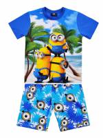 Boy's 100% Cotton Summer Pyjamas - Minions Pyjamas - Size 3 - Blue - Limited Stock