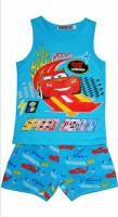 Boy's 100% Cotton Summer Pyjamas - Disney Cars - Lightning McQueen Pyjamas - Size 8 - Blue - Limited Stock