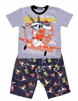 Boy's 100% Cotton Summer Pyjamas - Grey Disney Planes Pyjamas - Size 4 - Grey/Black - Limited Stock