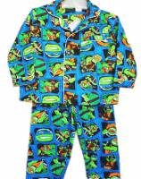 Boy's Flannelette Pyjamas (100% Cotton) - Teenage Mutant Ninja Turtles Pyjamas - Size 2 - Blue - Limited Stock