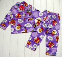 Girl's Flannelette Pyjamas (100% Cotton) - Female Angry Birds Pyjamas - Size 3 - Lilac - Limited Stock