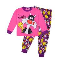 Girl's 100% Cotton Spring/Autumn Pyjamas - Tweety Pyjamas (Tweety and Silvester Pyjamas) - Size 10 - Pink/Purple - Limited Stock